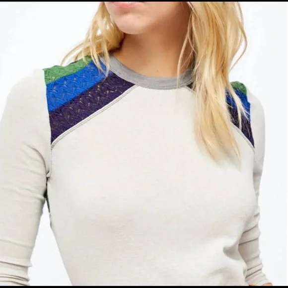 We The Free In Rainbows Crotchet Cotton Knit Top, Size L. - Picture 2 of 7